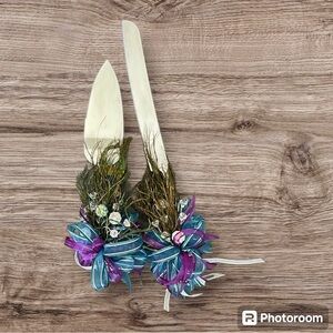Adorable Peacock Themed Decorated Wedding Cake Knife & Server Set